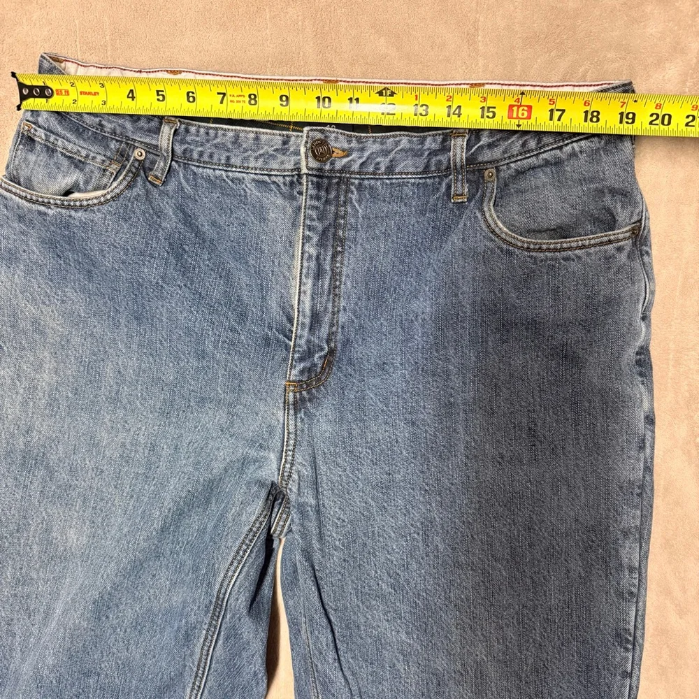 Men's Lands' End Relaxed Jeans Waist 40 Blue Plaid Lined Vintage
